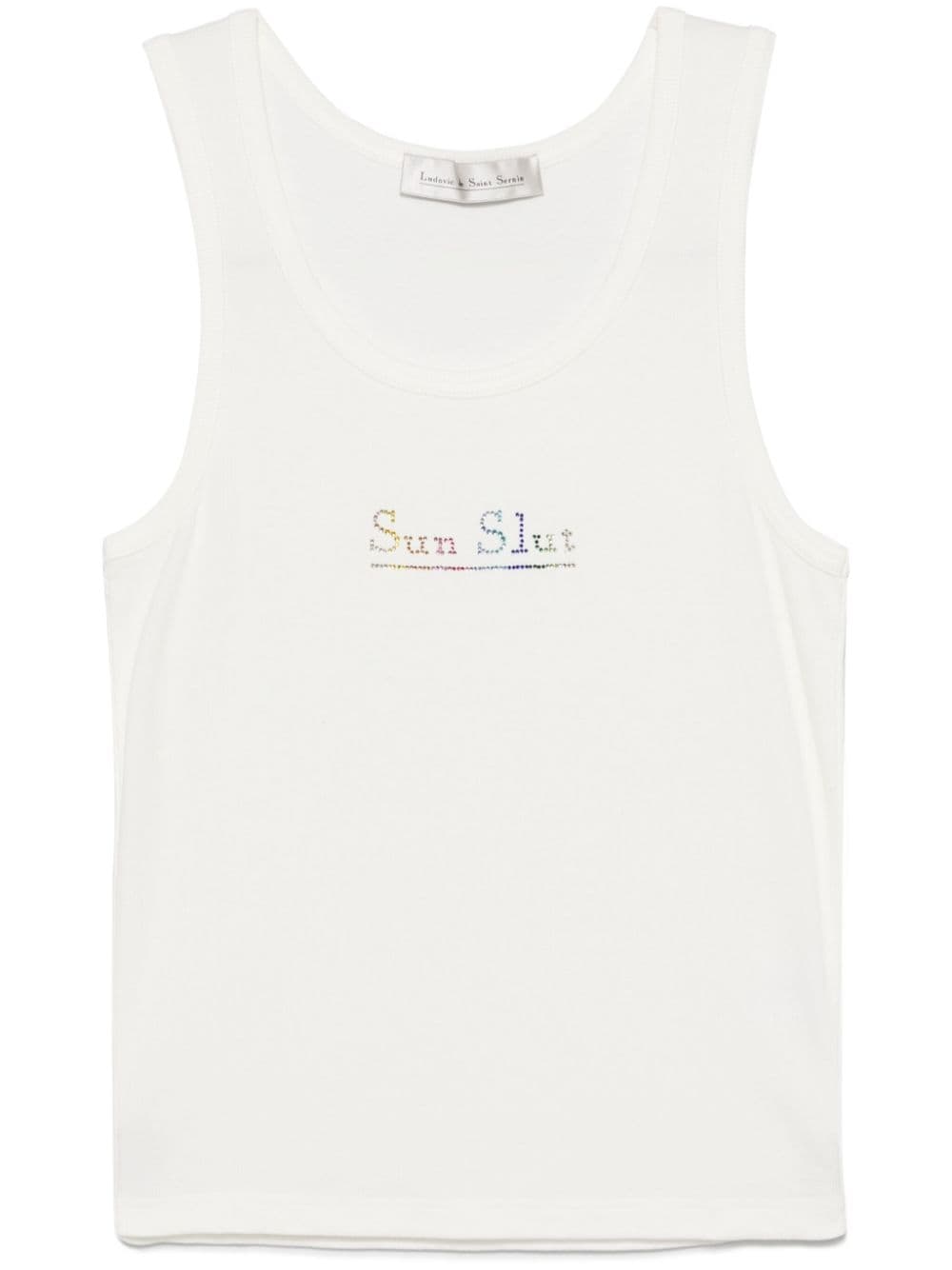 Ludovic de Saint Sernin crystal-logo tank top - White