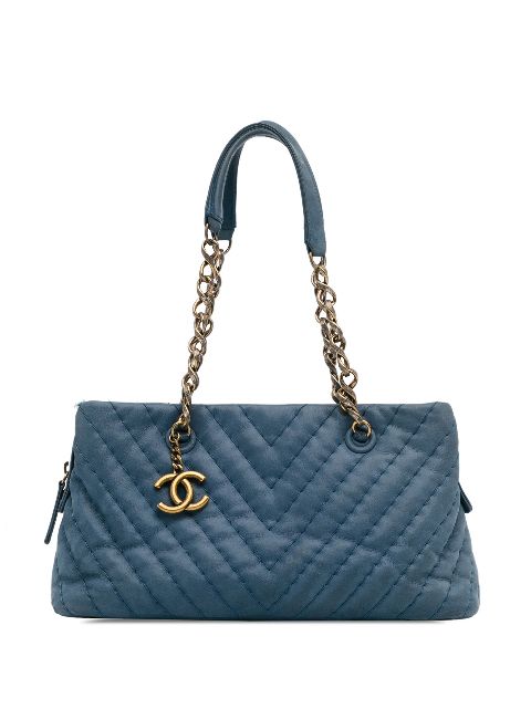 Cheap HOT SALE CHANEL 2010-2011 Small Chevron Surpique Iridescent Calfskin tote bag Women