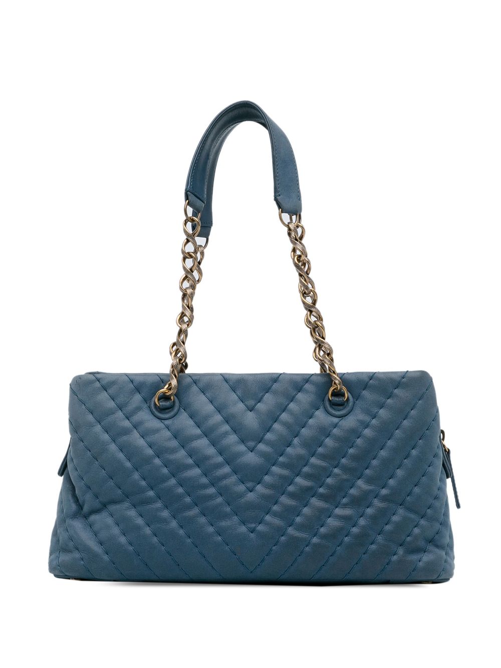 CHANEL 2010-2011 Small Chevron Surpique Iridescent Calfskin tote bag Women