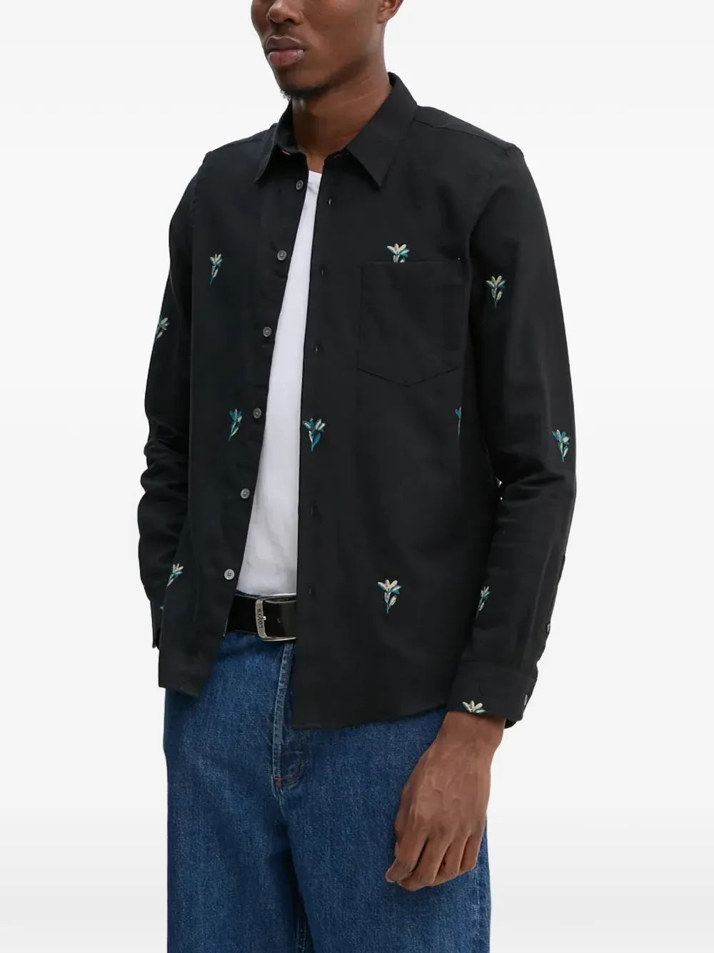 PS Paul Smith flower-embroidered shirt - Nero