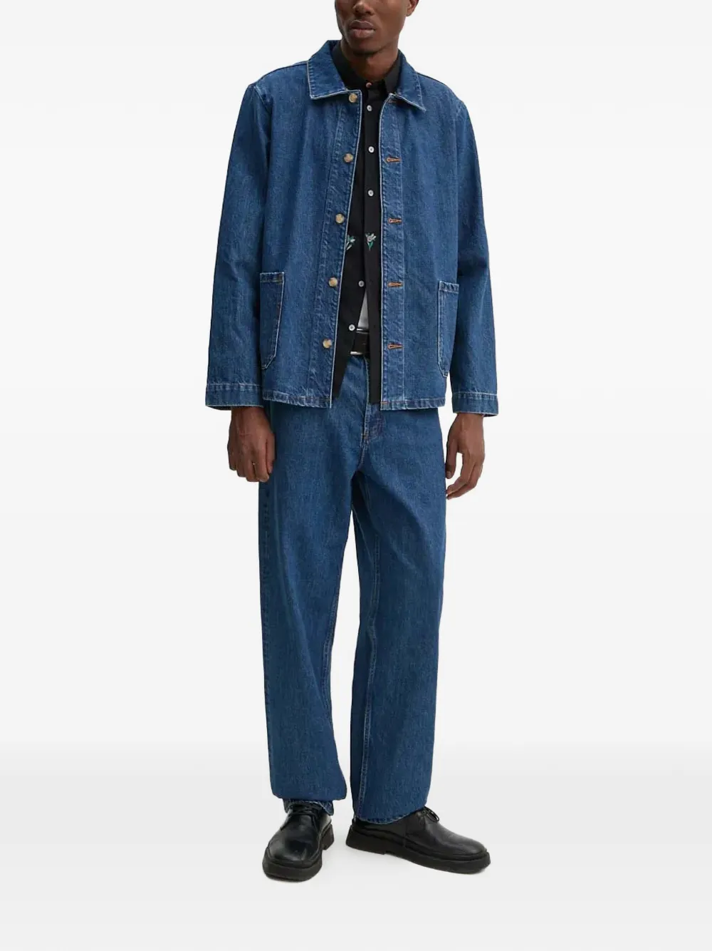 PS Paul Smith flower-embroidered shirt - Zwart