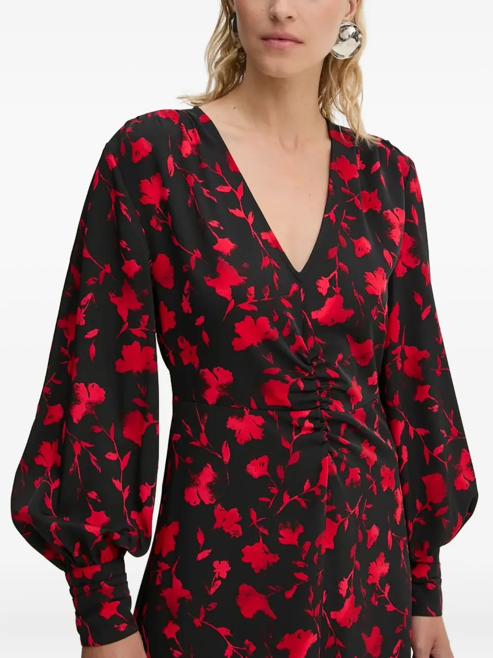 Gestuz Jurk met ballonmouwen en bloemenprint Zwart