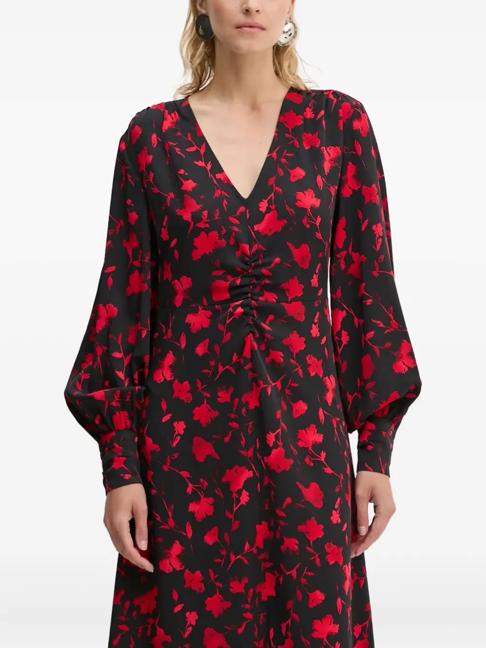 Gestuz Jurk met ballonmouwen en bloemenprint Zwart