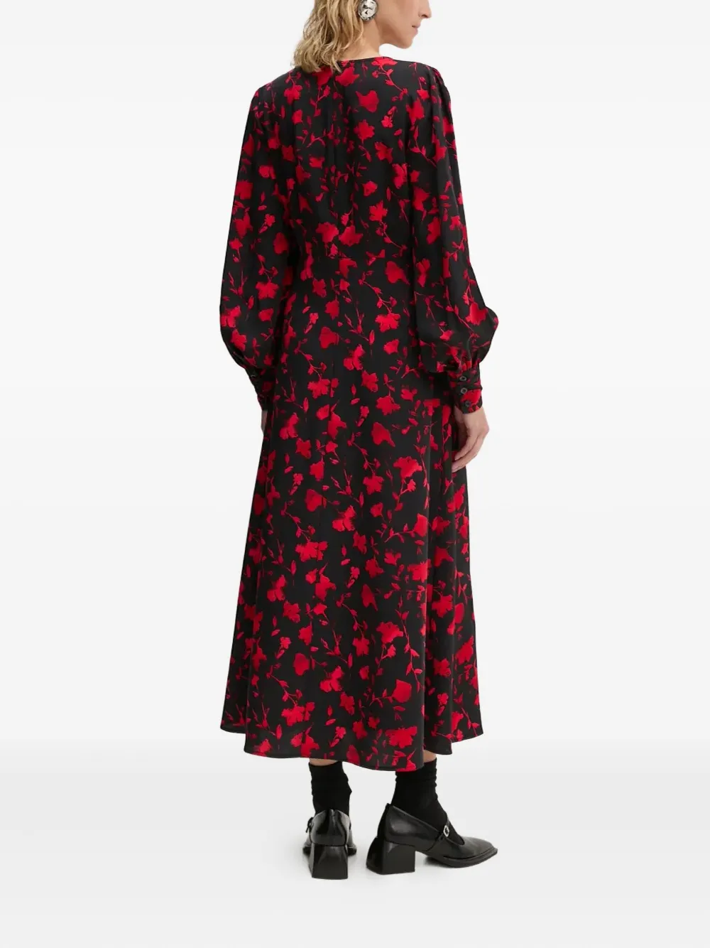 Gestuz Jurk met ballonmouwen en bloemenprint Zwart