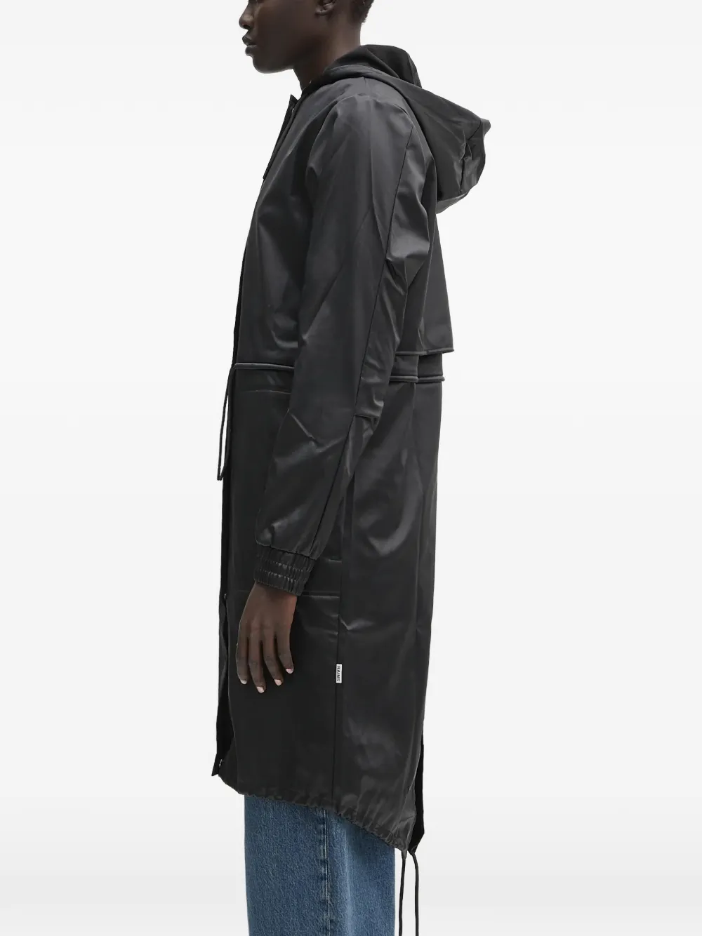  Rains String Hooded Pocket Parka - Black 