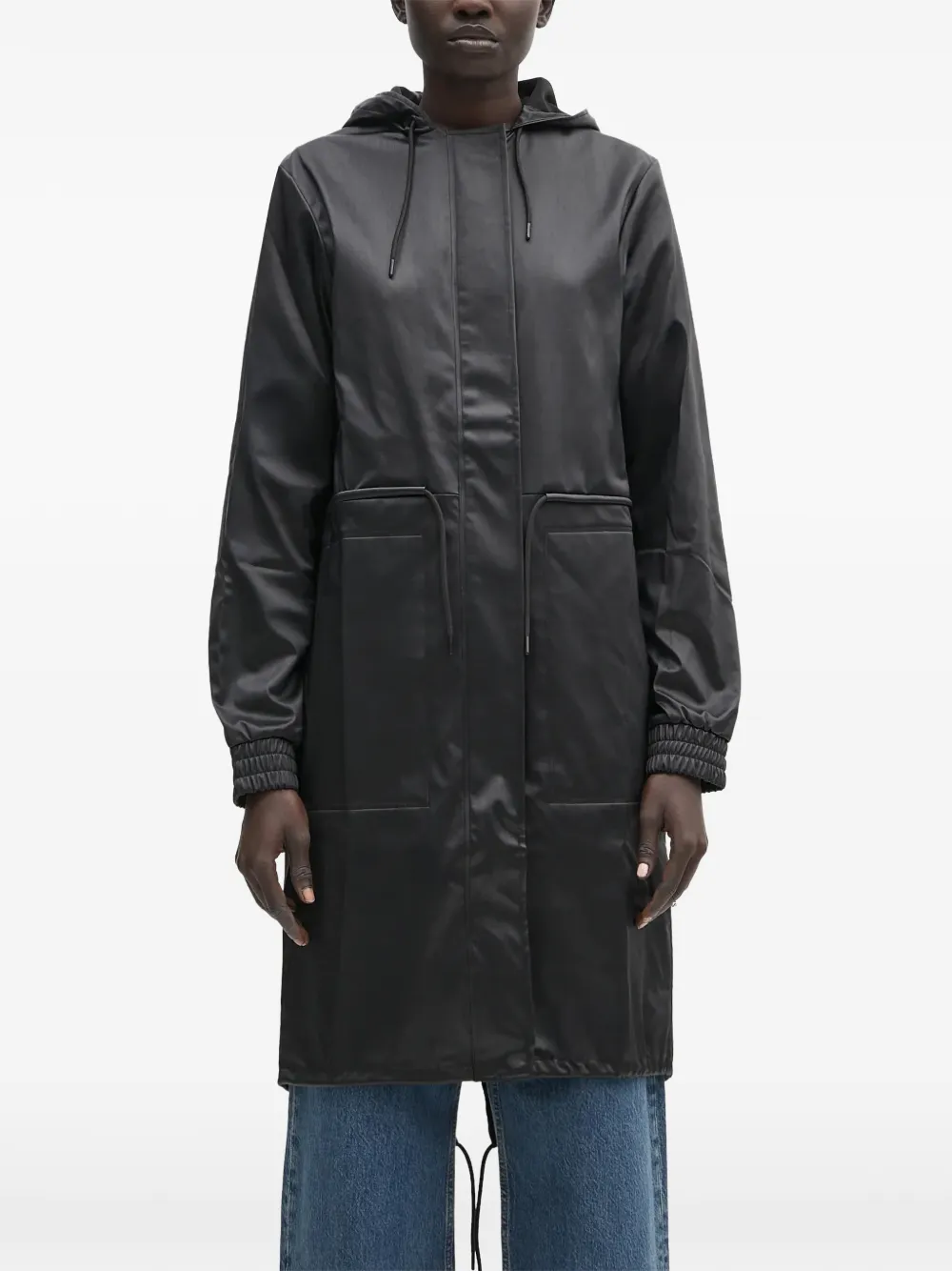 Rains String hooded pocket parka - Nero