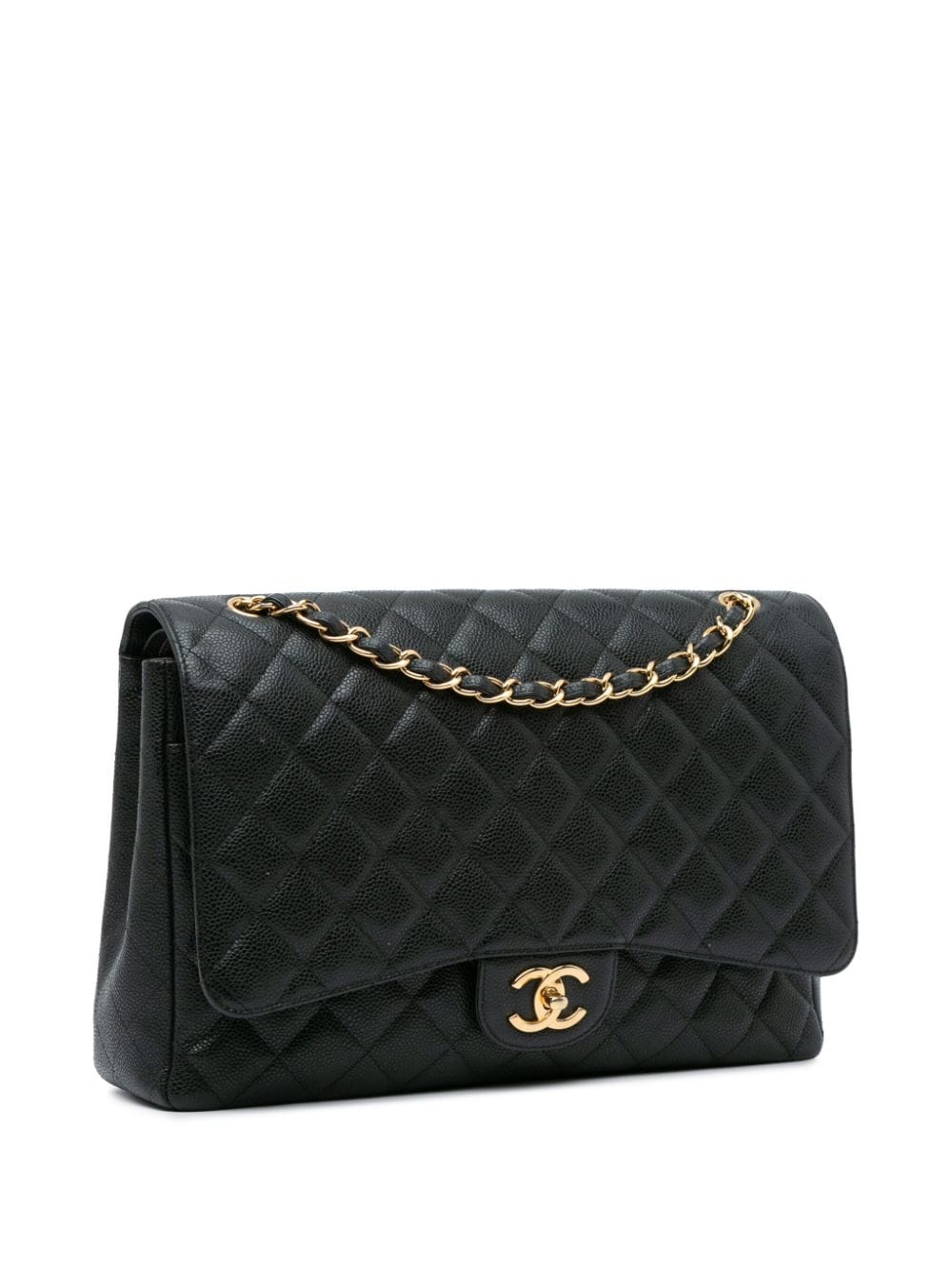 CHANEL Pre-Owned 2011 Maxi Classic Caviar Double Flap schoudertas - Zwart