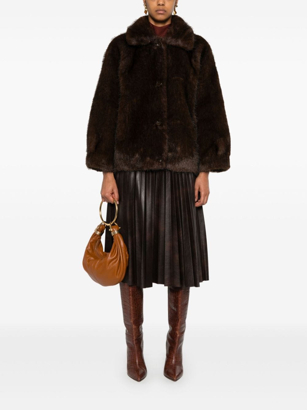 Shop Valentini 1972 Faux-fur Jacket In Brown