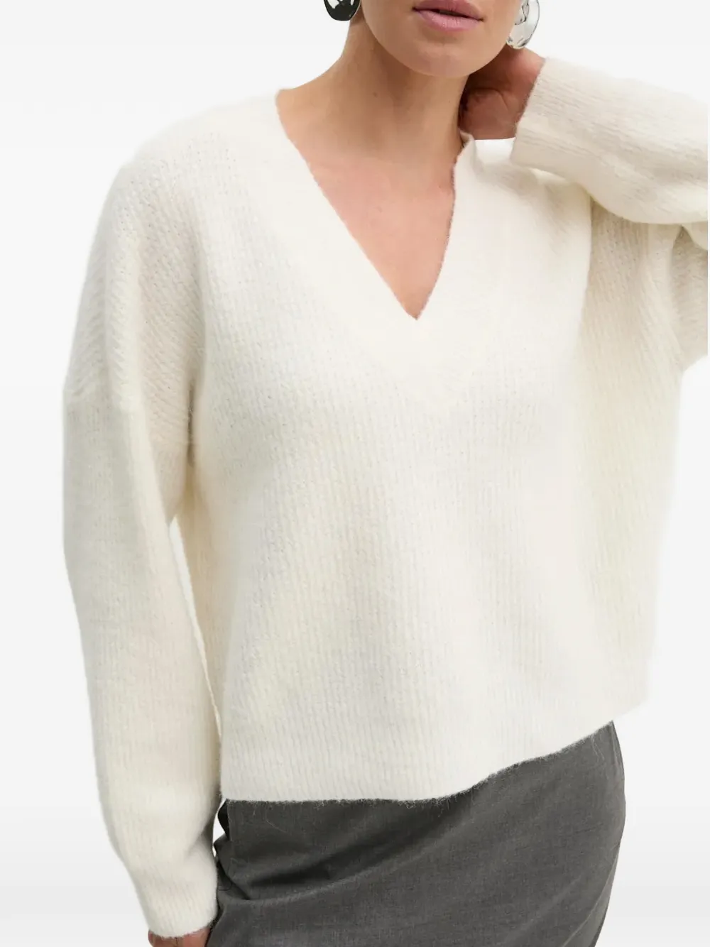  Gestuz V-neck Sweater - White 