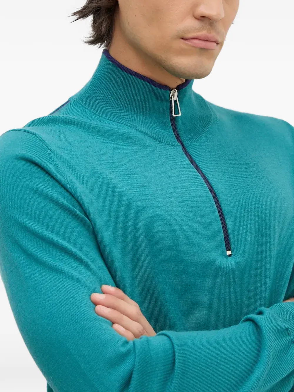 PS Paul Smith Top met halve rits en hoge hals Blauw