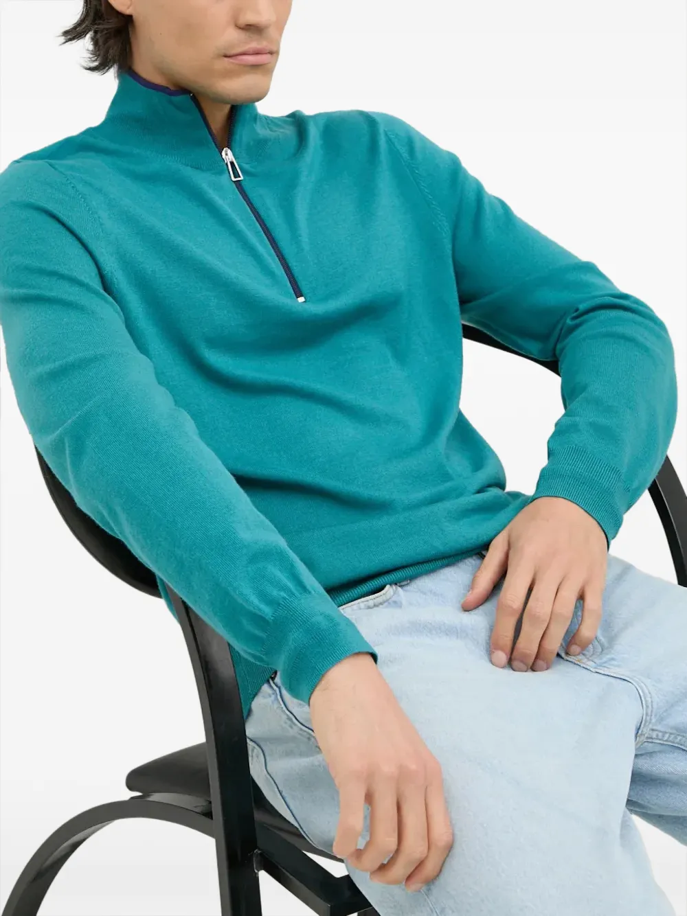 PS Paul Smith Top met halve rits en hoge hals Blauw