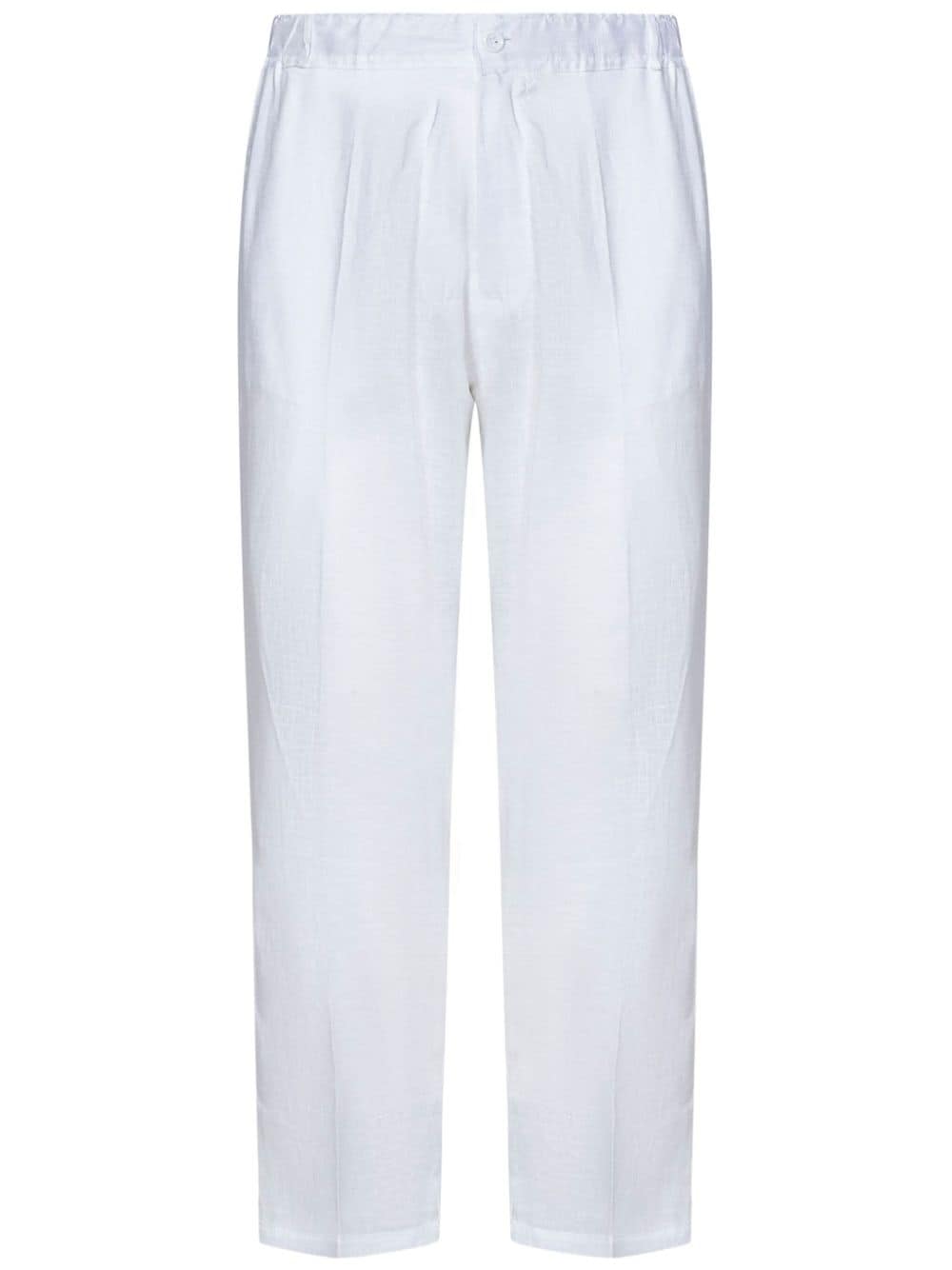 Shop Franzese Collection Linen Trousers In Weiss