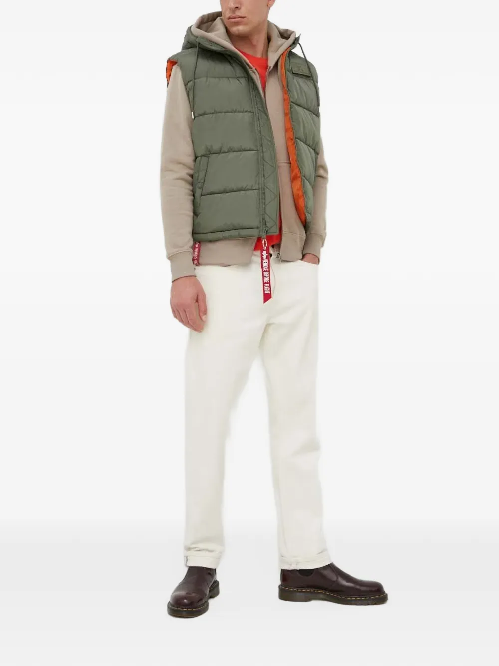 Alpha Industries quilted hooded gilet Groen