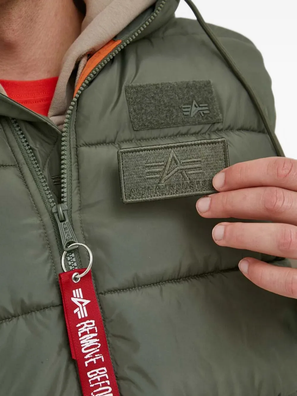 Alpha Industries quilted hooded gilet Groen