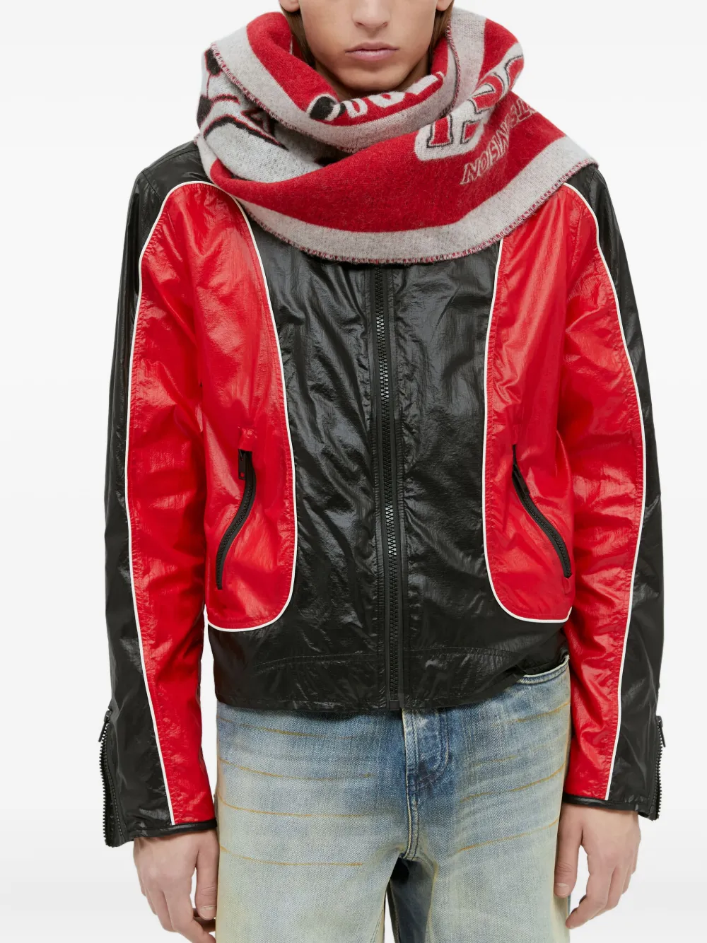 Diesel Sjaal met geborduurd logo Rood