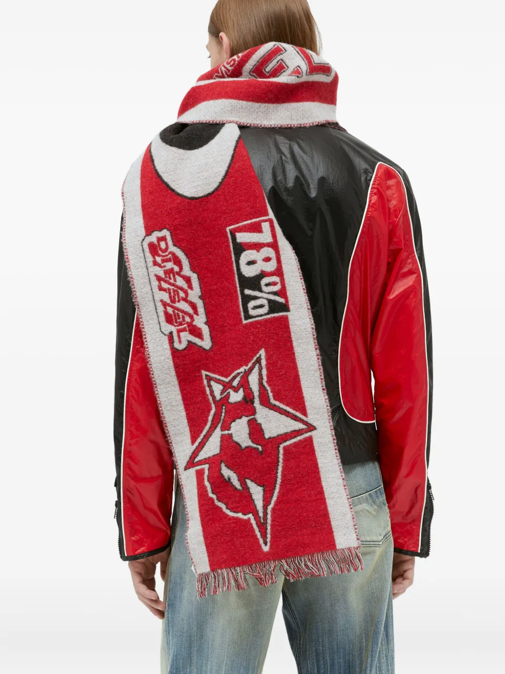 Diesel Sjaal met geborduurd logo Rood