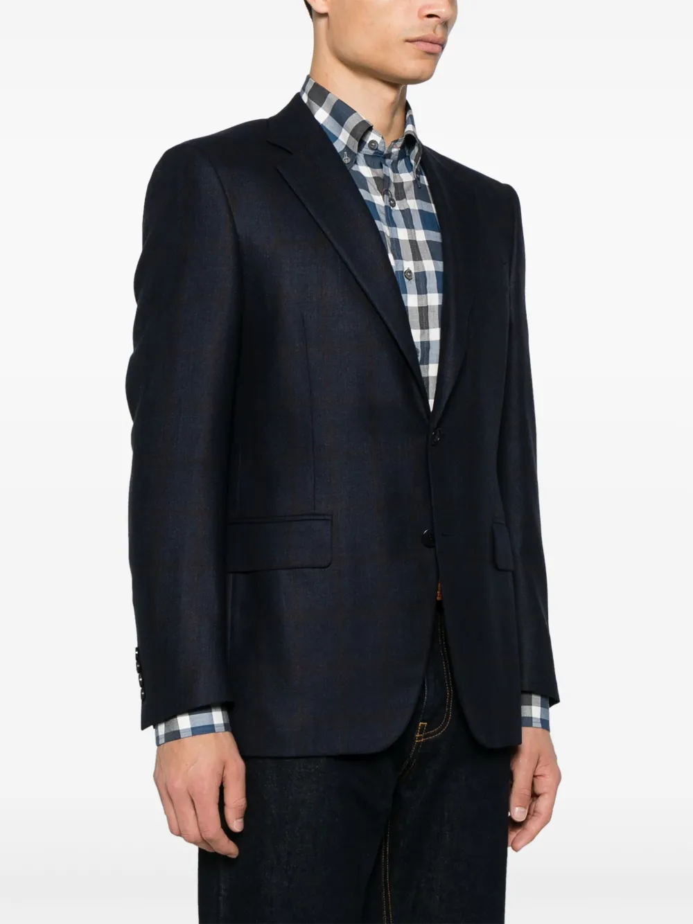 Canali Geruite blazer Blauw