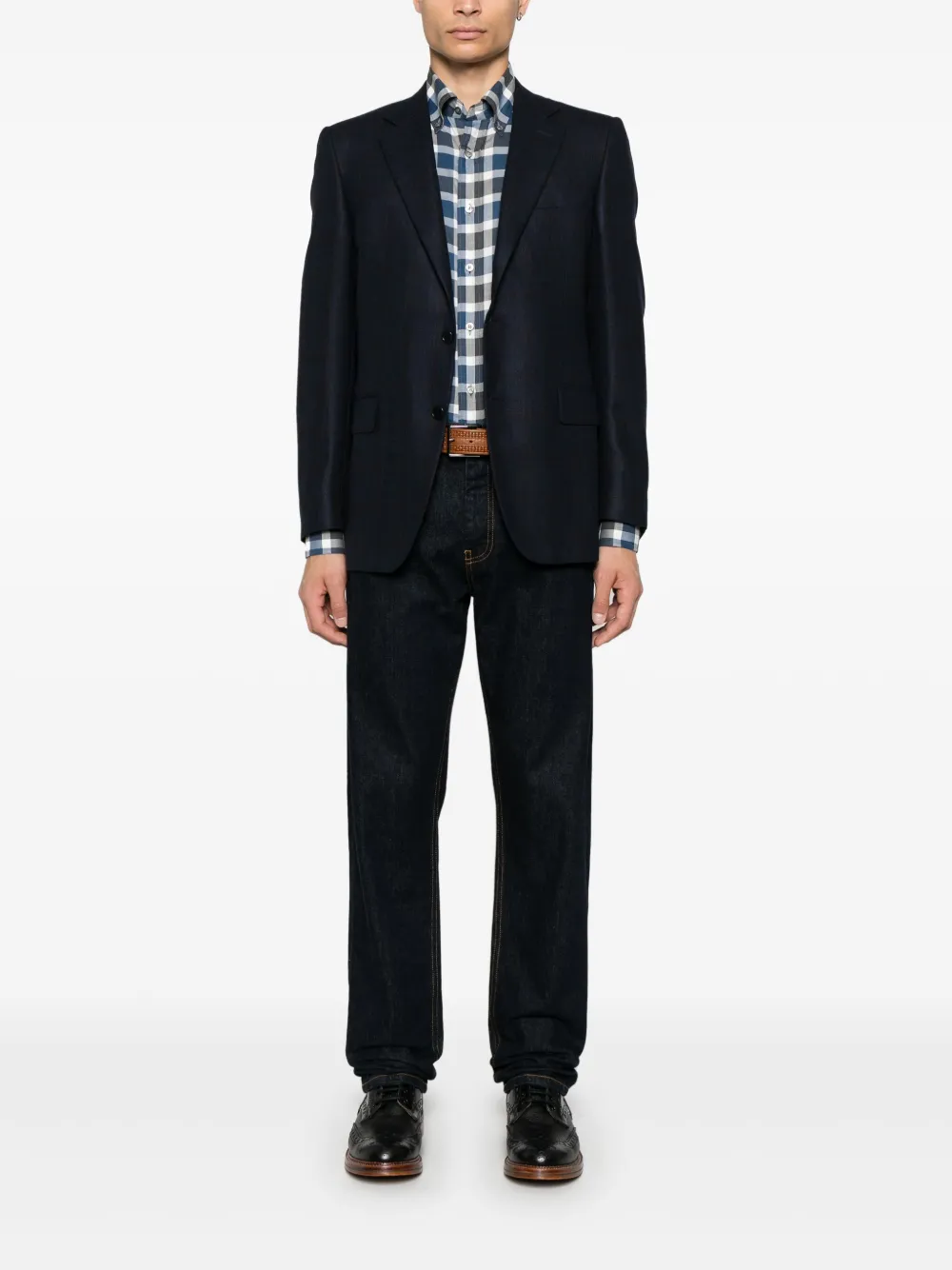 Canali Geruite blazer - Blauw