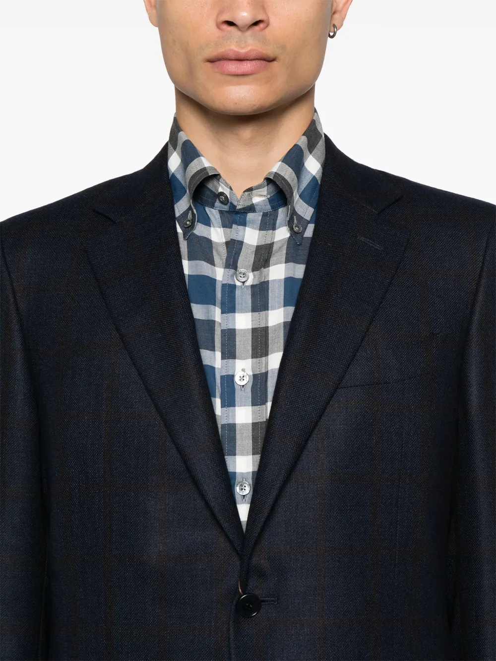 Canali Geruite blazer Blauw