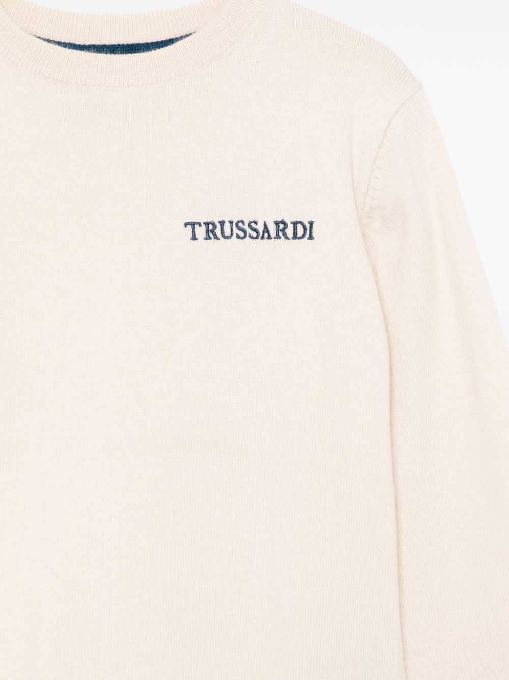 Shop Trussardi Junior Logo-embroidered Sweater In Neutrals