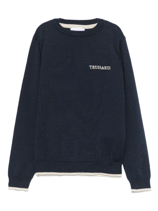 TRUSSARDI JUNIOR Maglione Con Ricamo Blu FARFETCH IT