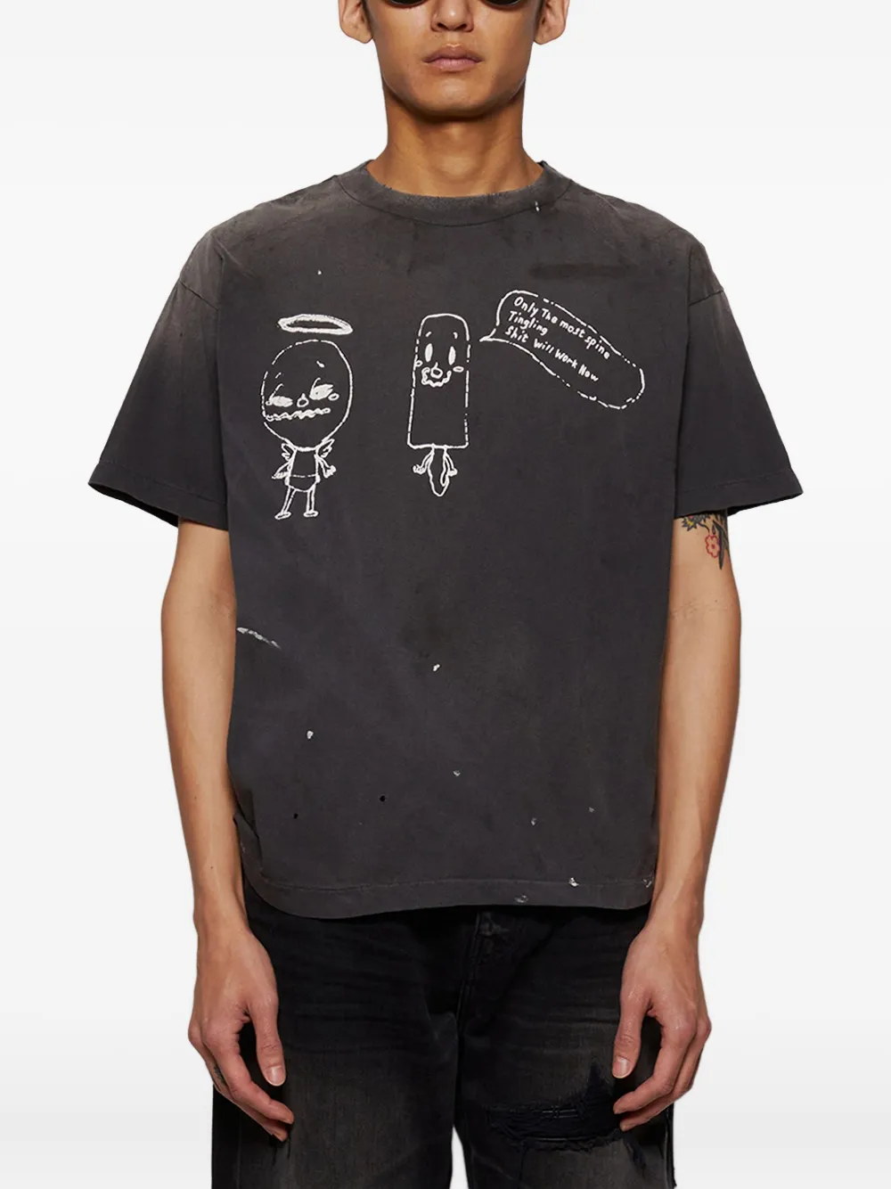 SAINT MXXXXXX T-shirt met print Zwart
