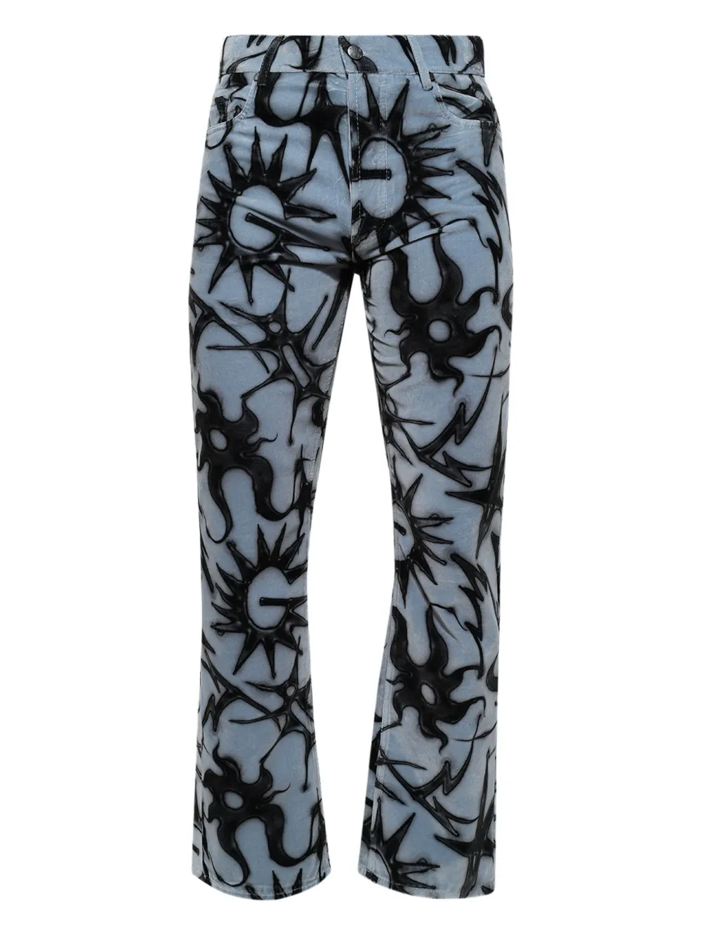 Casella Meyer abstract-print velvet trousers | Blue | Image 1