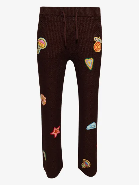 Casablanca patch-detailed crochet trousers