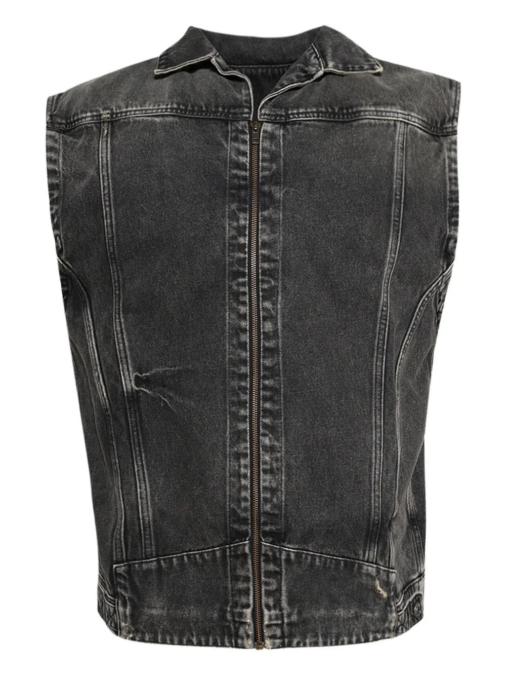 Martine Rose Gerafelde denim top Grijs