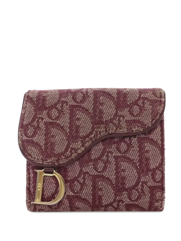 Christian Dior Pre Owned 2000 2020 Oblique Saddle Compact Wallet Kleine Portemonnee Rood FARFETCH NL