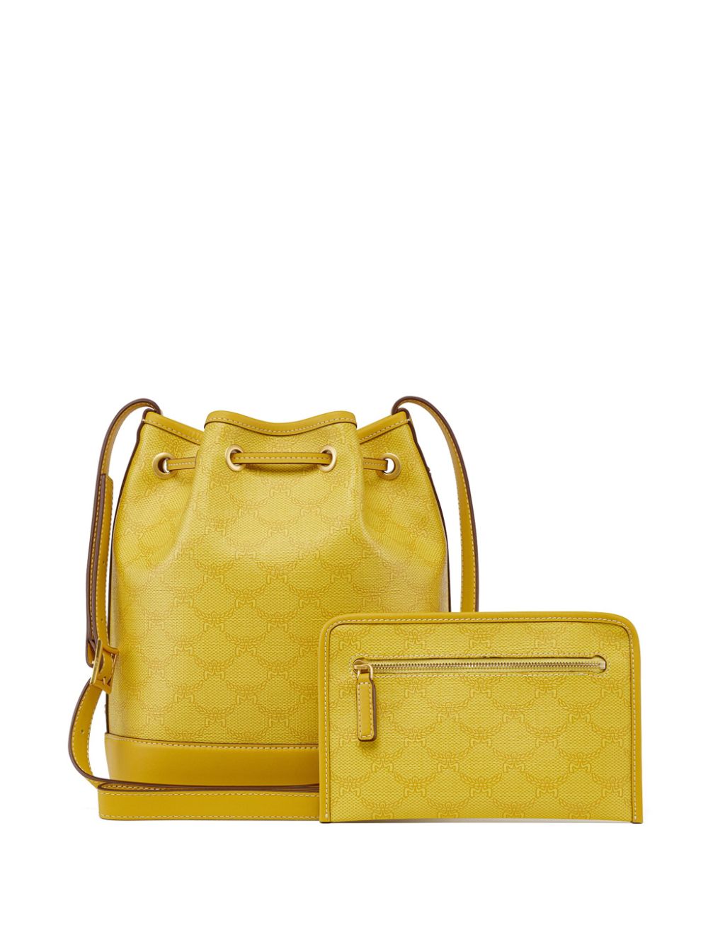 Shop Mcm Medium Himmel Bucket Bag In Yellow