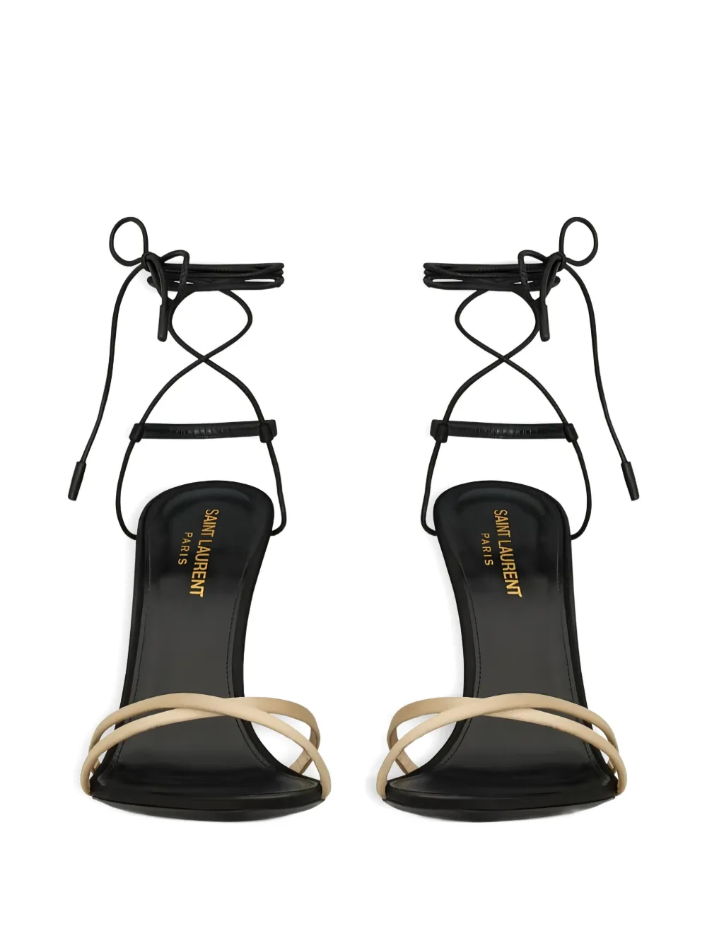 Saint Laurent 110mm Liza lace-up sculpted-heel sandals Neutrals