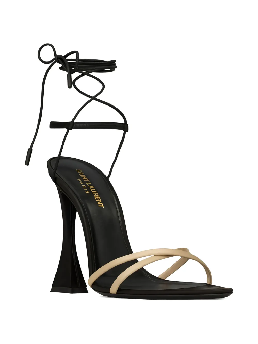 Saint Laurent 110mm Liza lace-up sculpted-heel sandals Neutrals
