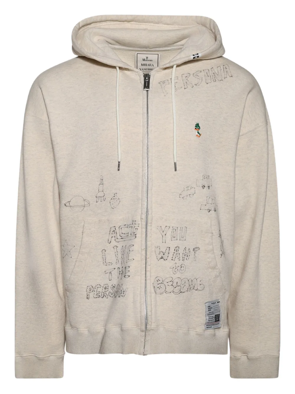 Maison MIHARA YASUHIRO distressed zip-up hoodie | Neutrals | Image 1