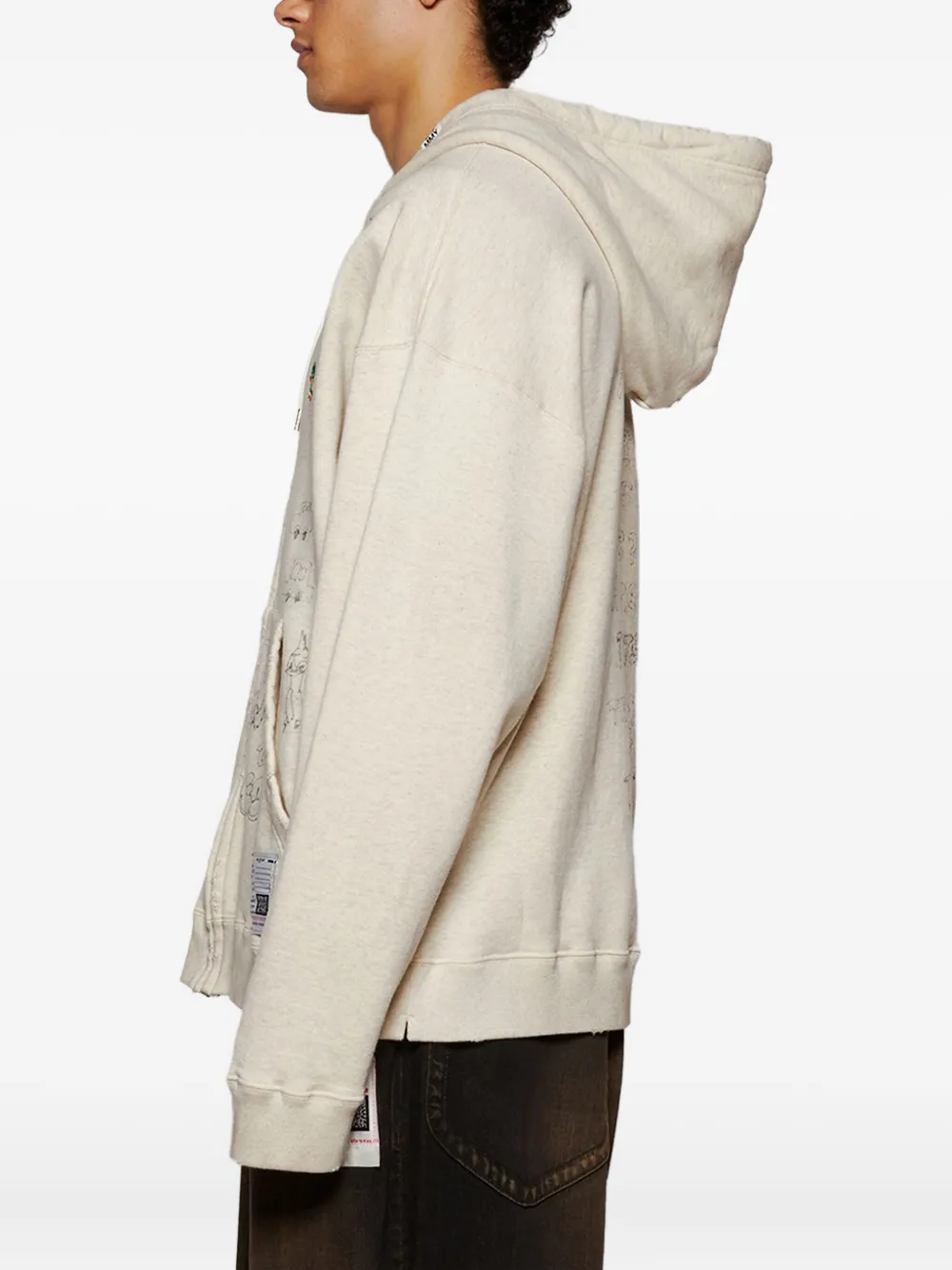 Maison MIHARA YASUHIRO Gerafelde hoodie Beige