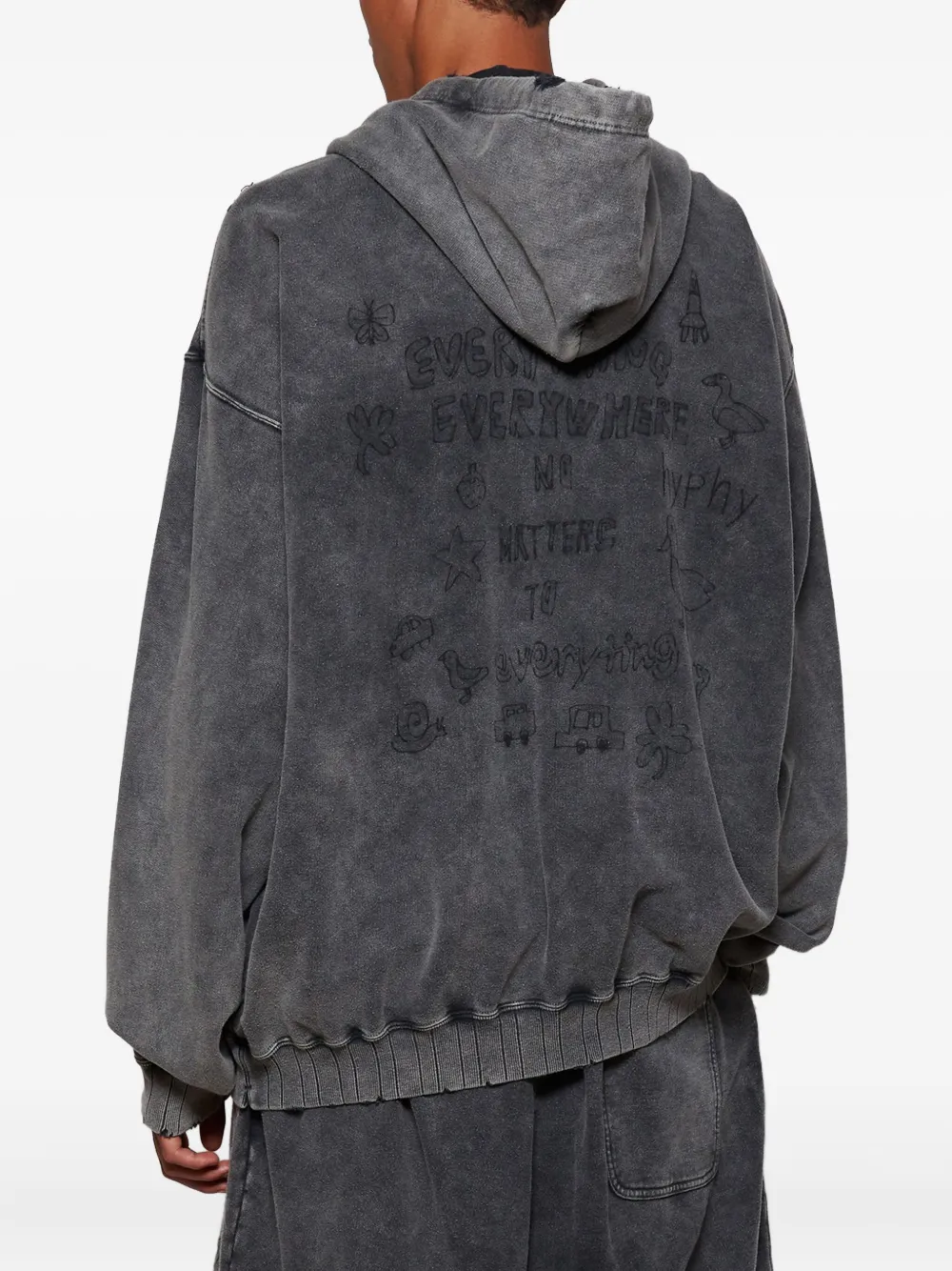 Miharayasuhiro Distressed Zip-up Hoodie In Brown