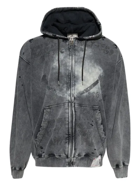 Maison MIHARA YASUHIRO distressed zip-up hoodie