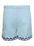BODE Seedling leaf-embroidered elasticated shorts - Blue