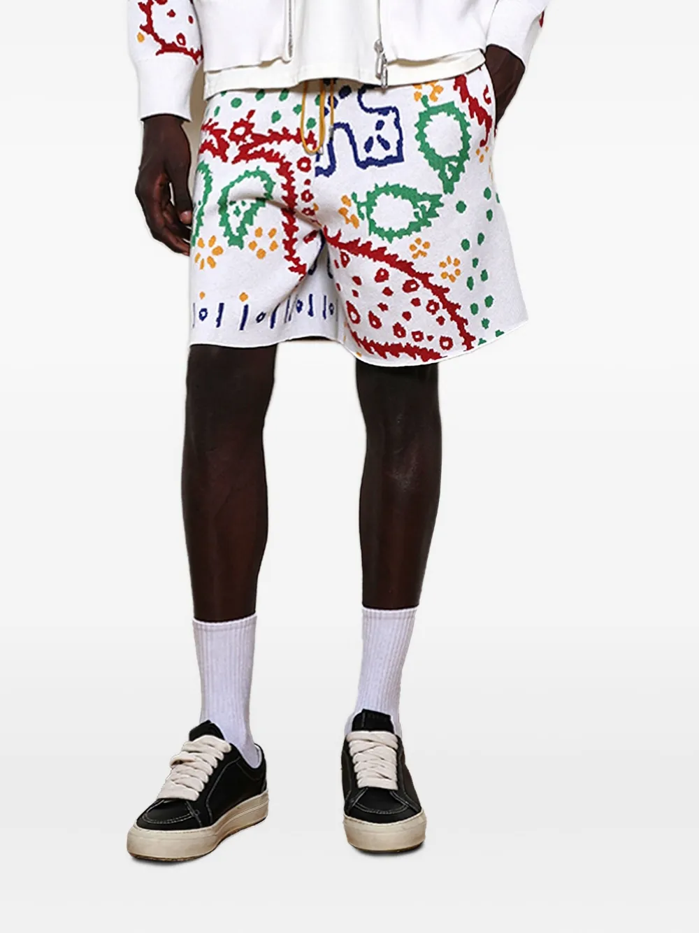 RHUDE short à motif cachemire en intarsia | blanc | Image 1
