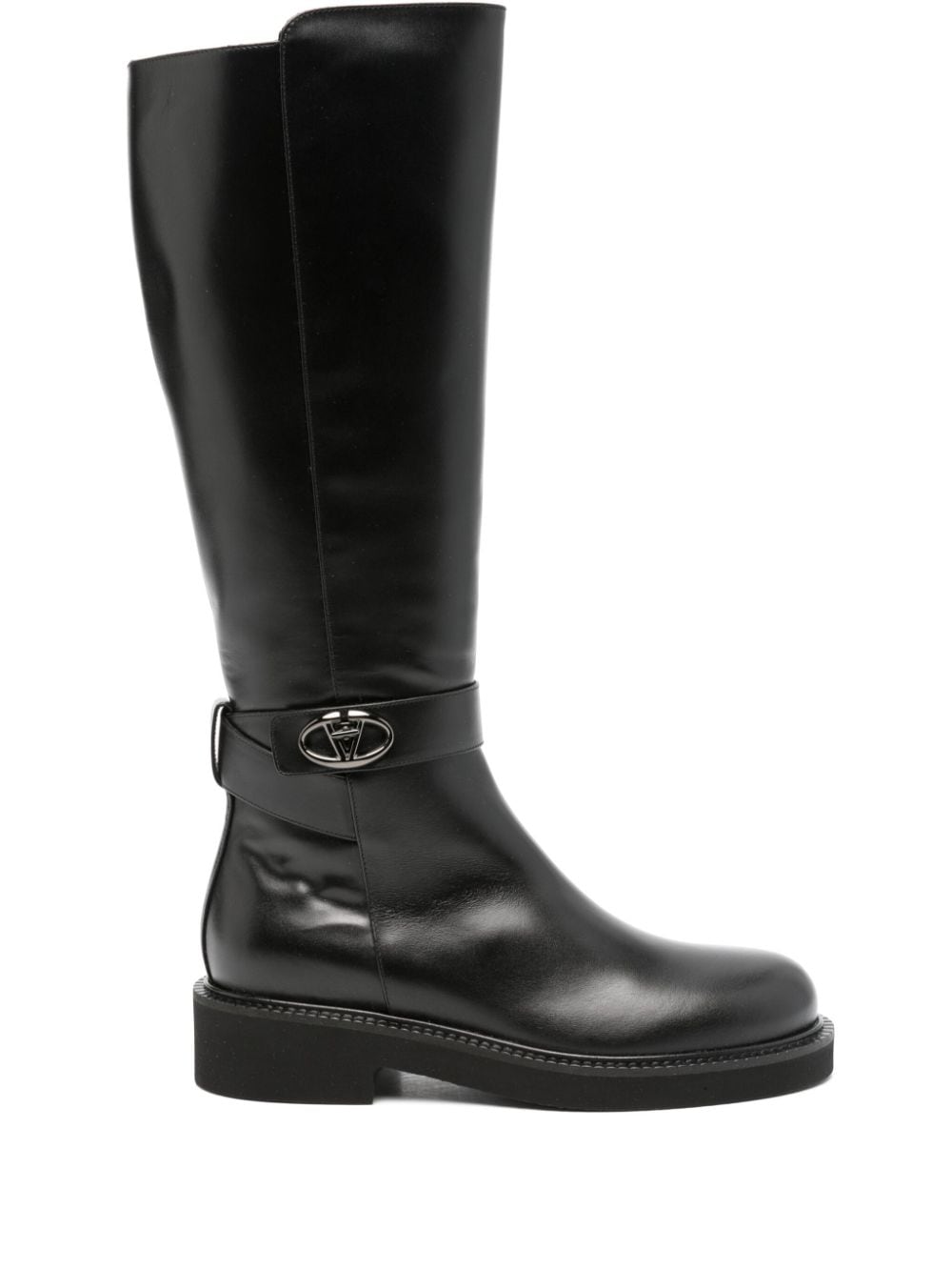 Shop Valentino 45mm Leather Boots In Black