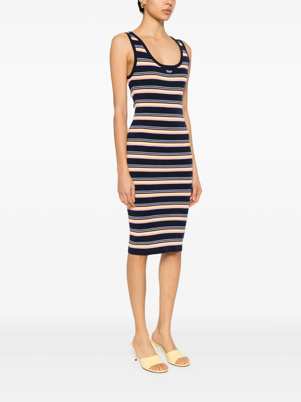 Prada Gestreepte midi-jurk Blauw