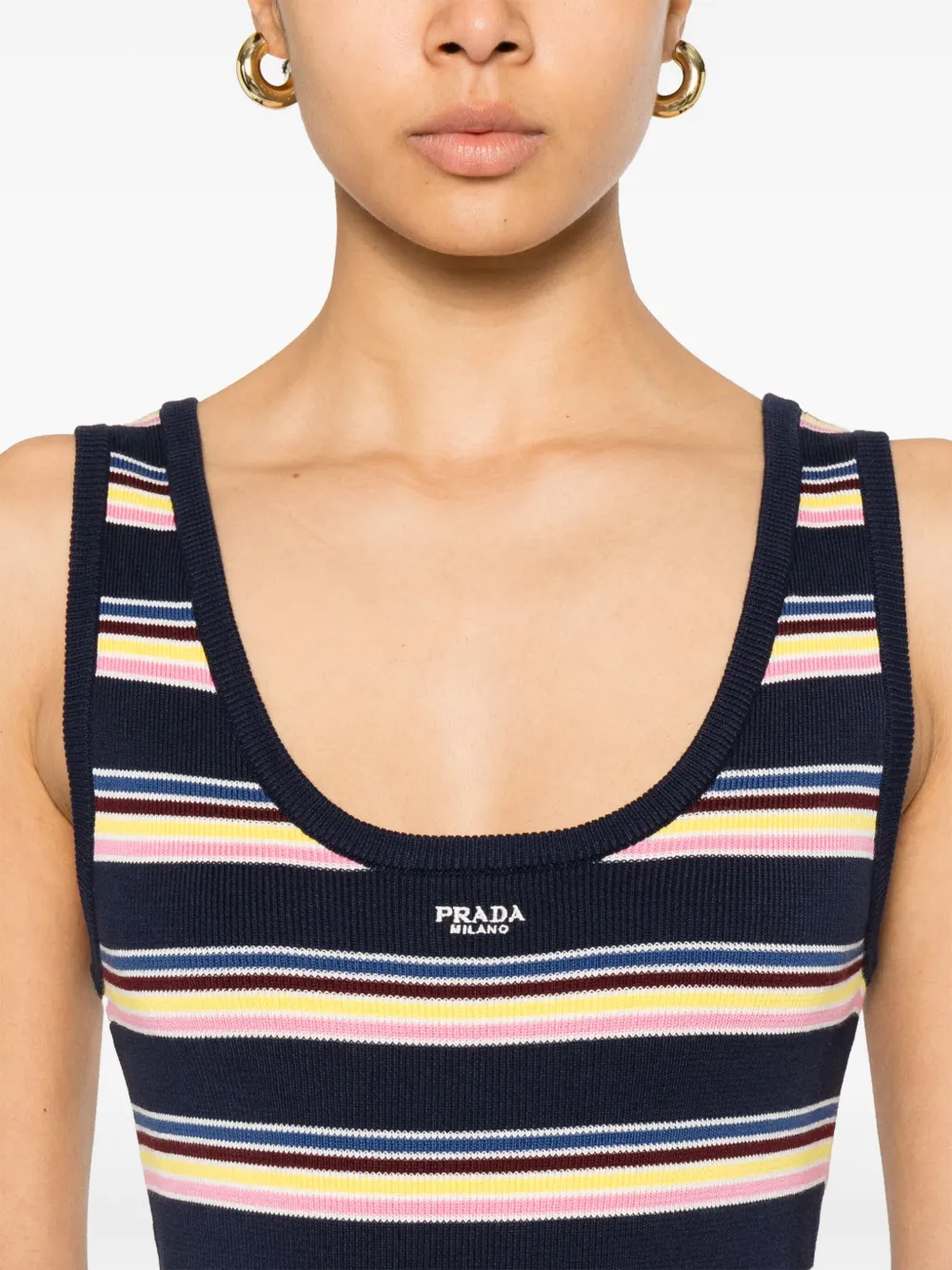 Prada Gestreepte midi-jurk Blauw