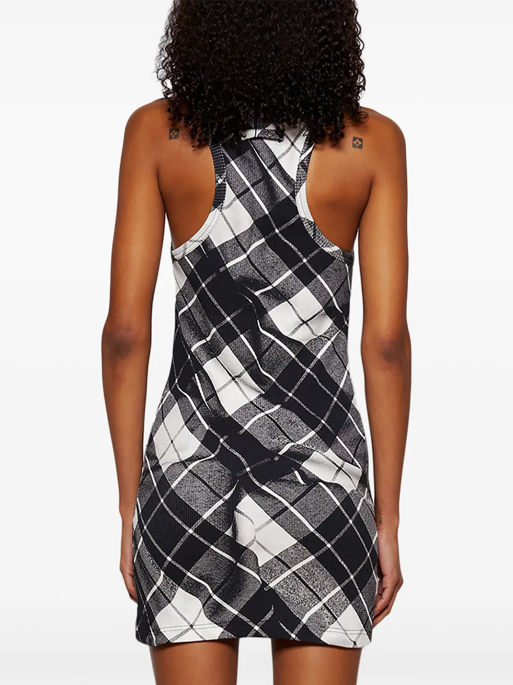 Jean Paul Gaultier Strapped Tartan Dress In Black