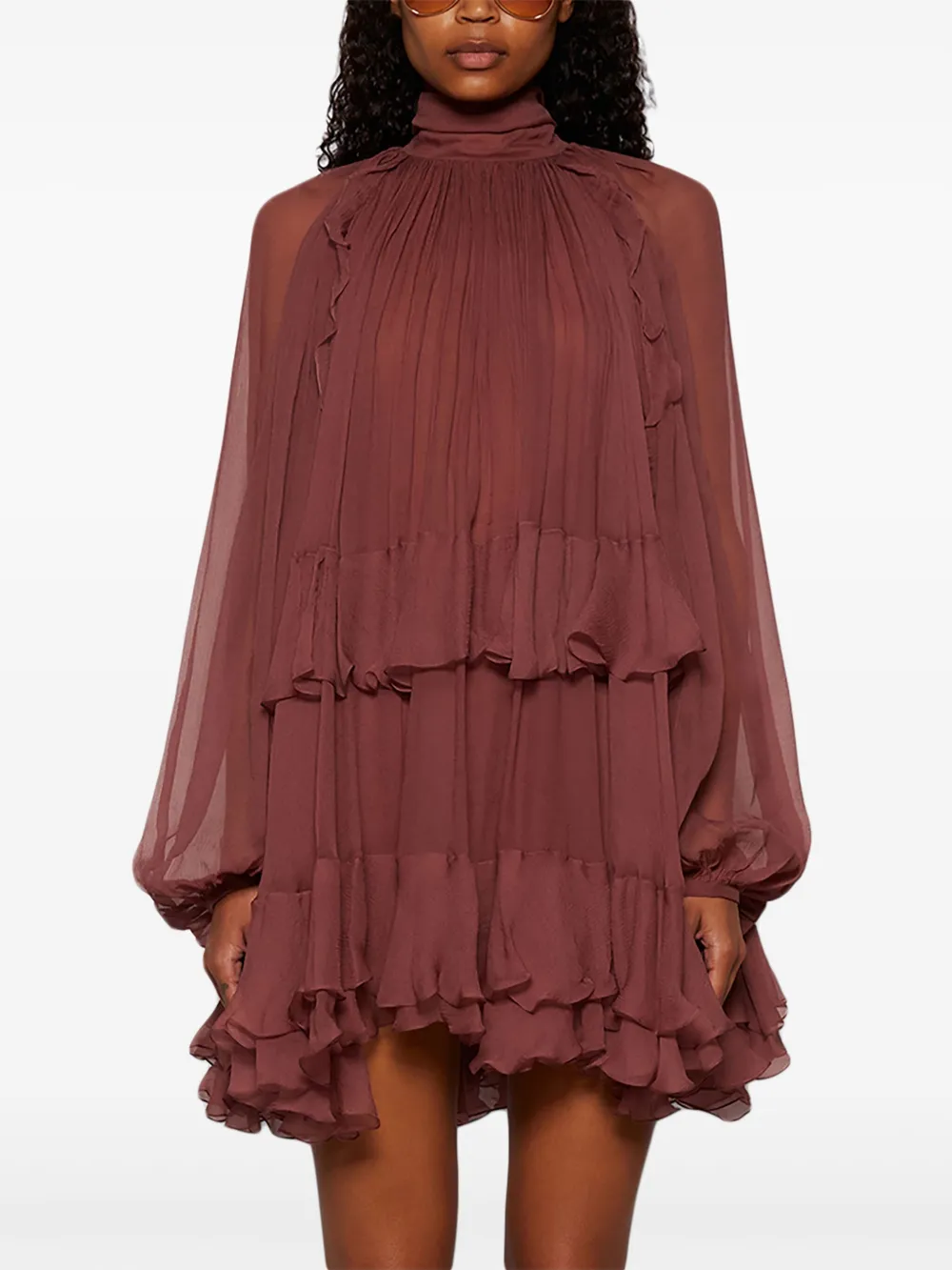 Chloé Mini-jurk met ruches Bruin