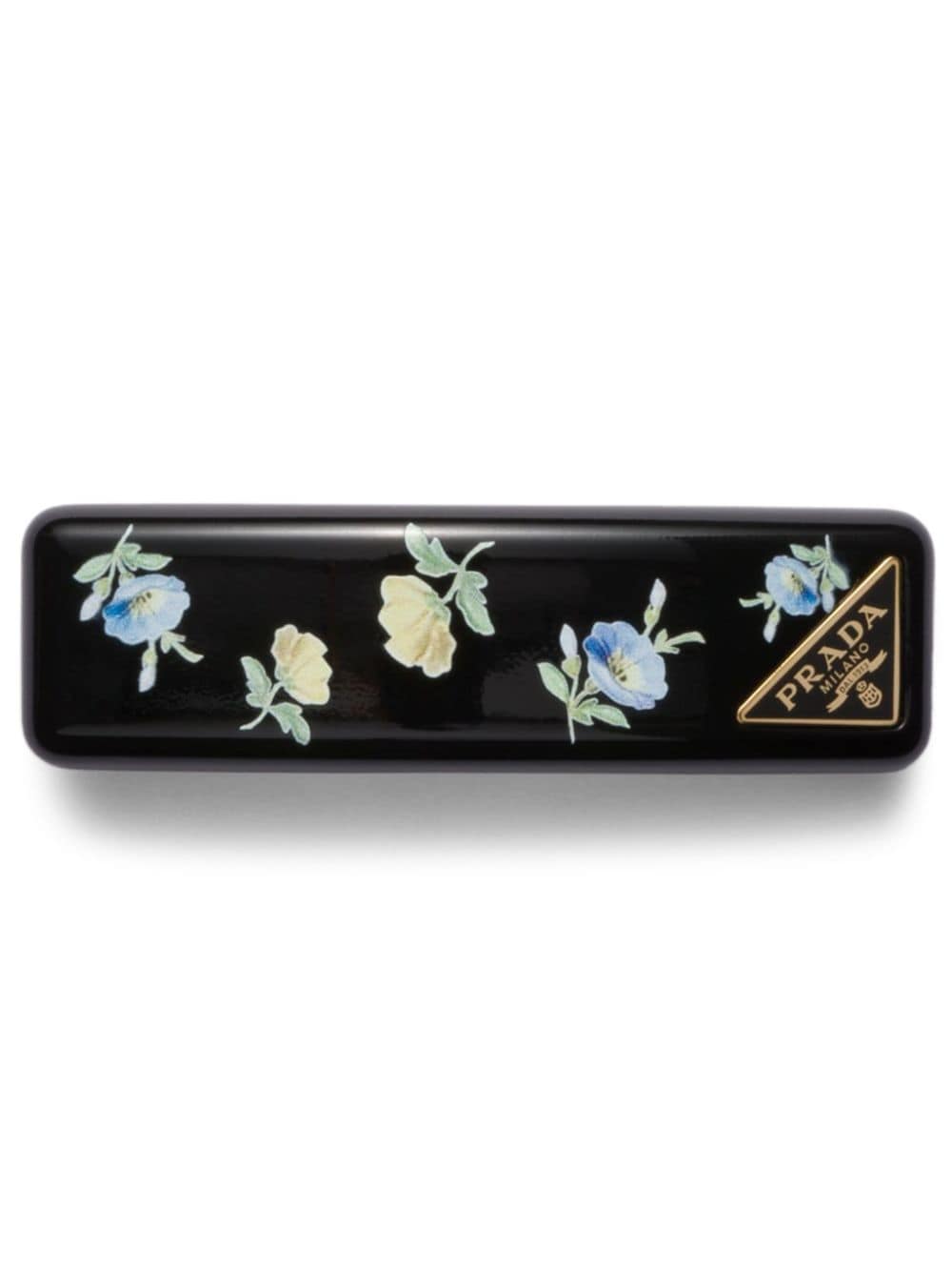 Shop Prada Floral-print Hair Clip In Black