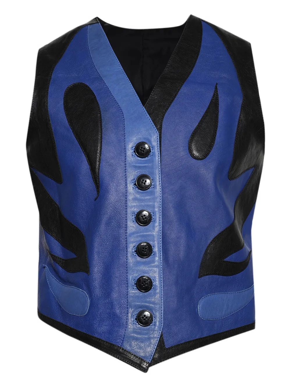 Apliqué flame-detail leather waistcoat
