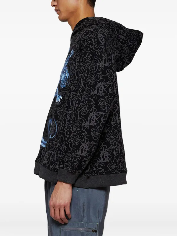 Casella Meyer graphic-print Jacquard Hoodie | Black | FARFETCH