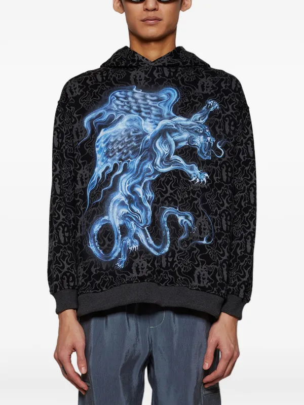 Casella Meyer graphic-print Jacquard Hoodie | Black | FARFETCH