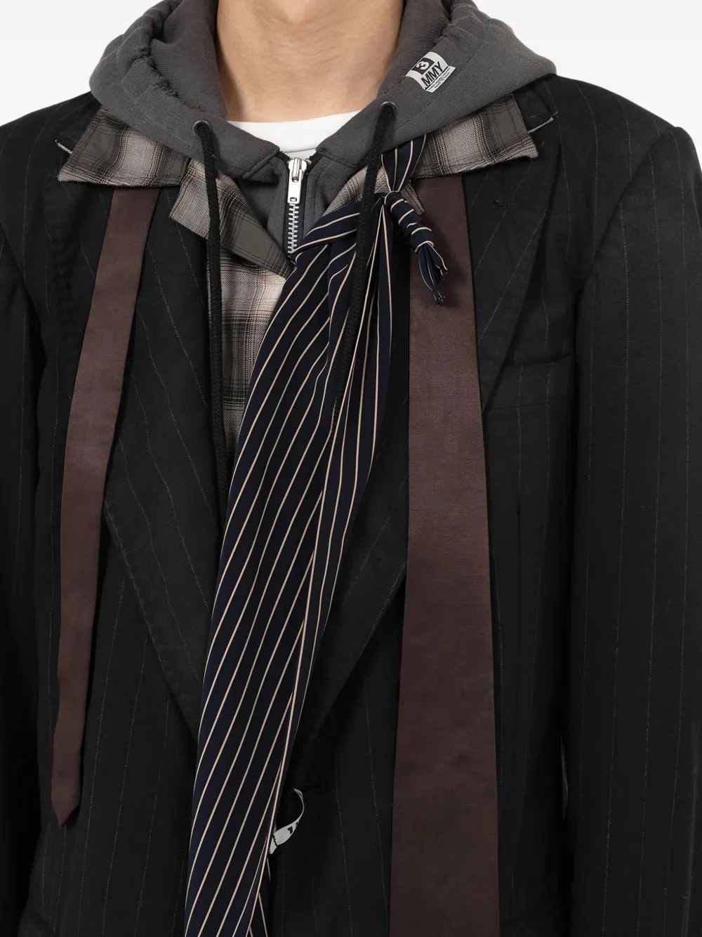 Maison MIHARA YASUHIRO Gelaagde blazer met krijtstreep Zwart