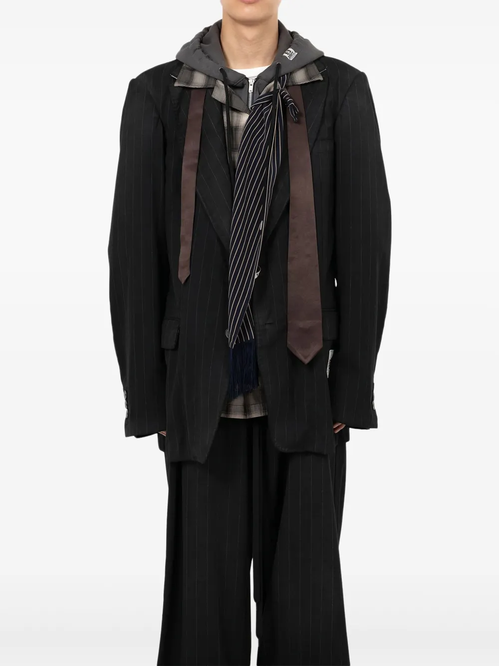 Maison MIHARA YASUHIRO Gelaagde blazer met krijtstreep Zwart